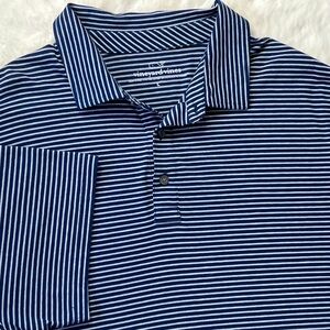 Vineyard Vines Pima Cotton Blue Striped Polo‎ Shirt Soft Stretchy Comfy Preppy L